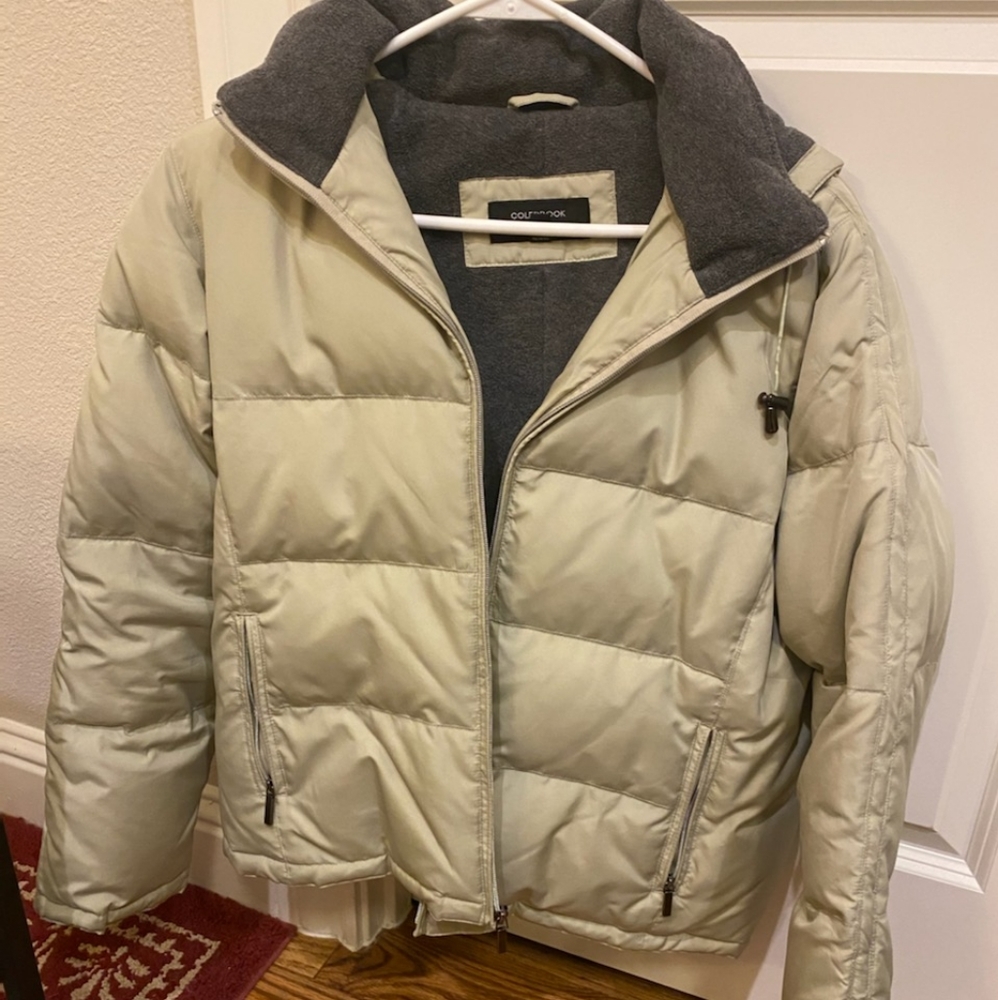 Lightly used fleece-lined down jacket